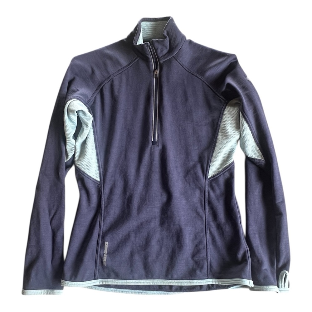 ICEBREAKER GT 260 Midweight Merino 1/4 Zip Pullover with Navy Light Blue Size S